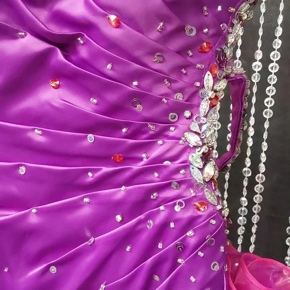 Xcite Ruffle Strapless Prom Dress 30161 Violet - Picture 5 of 5